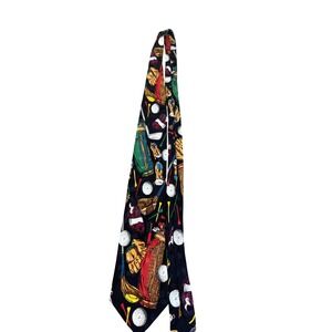 Addiction Tie Mens One Size Black Silk Golf Sports Novelty Print Necktie Classic